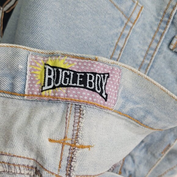 Bugle Boy 100% Cotton Unisex Light Wash High Rise Retro Jean Short Pockets Sz 34 - Picture 7 of 13
